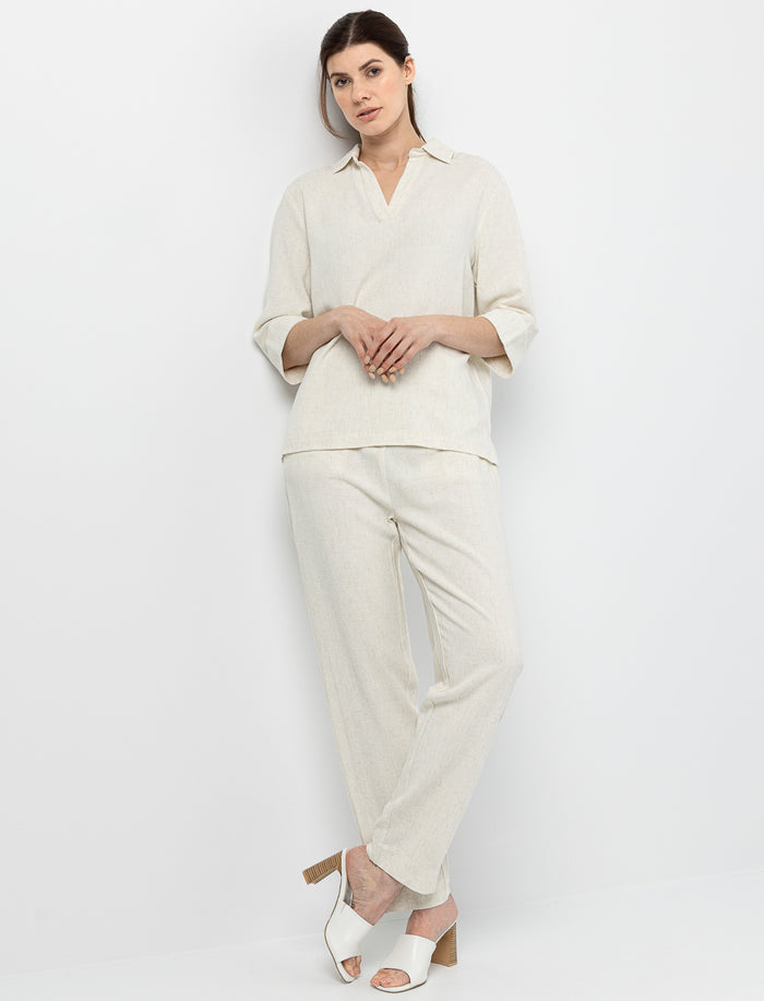 Pantalon en lin lavé coupe droite