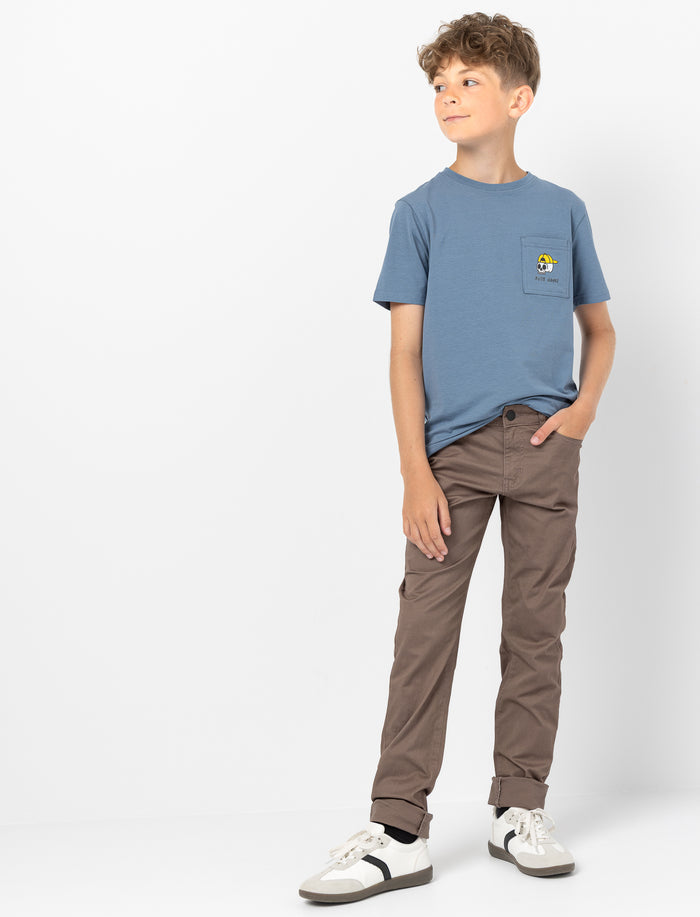 Pantalon étroit en sergé extensible pour ado garçon