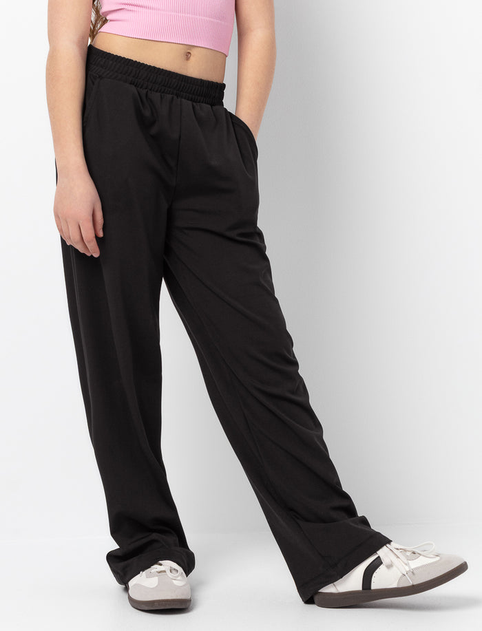 Pantalon jambe large à taille élastique