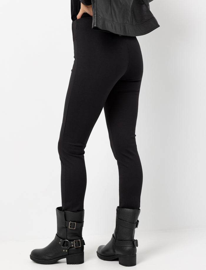 Pantalon taille haute à boutons décoratifs