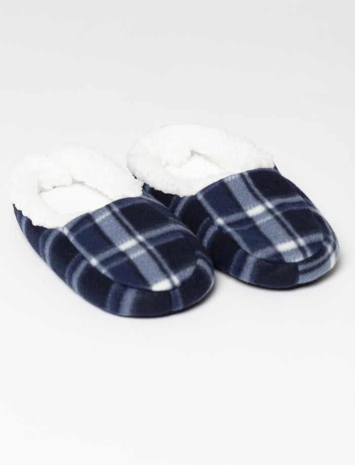 Pantoufles à carreaux doublées en sherpa
