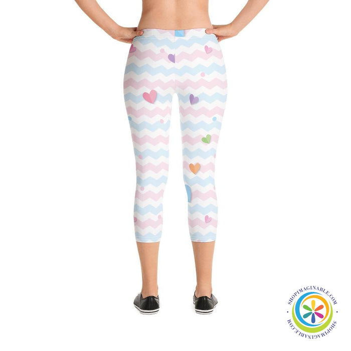 Pastel Floating Hearts Capri Leggings-ShopImaginable.com