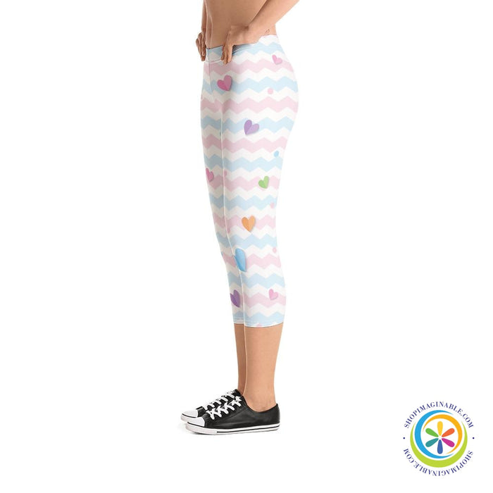 Pastel Floating Hearts Capri Leggings-ShopImaginable.com
