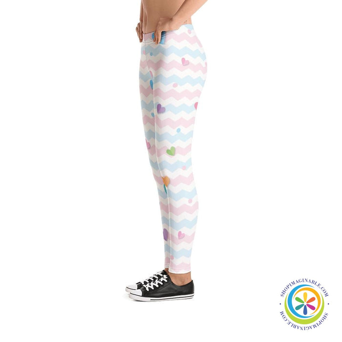 Pastel Floating Hearts Full Length Leggings-ShopImaginable.com