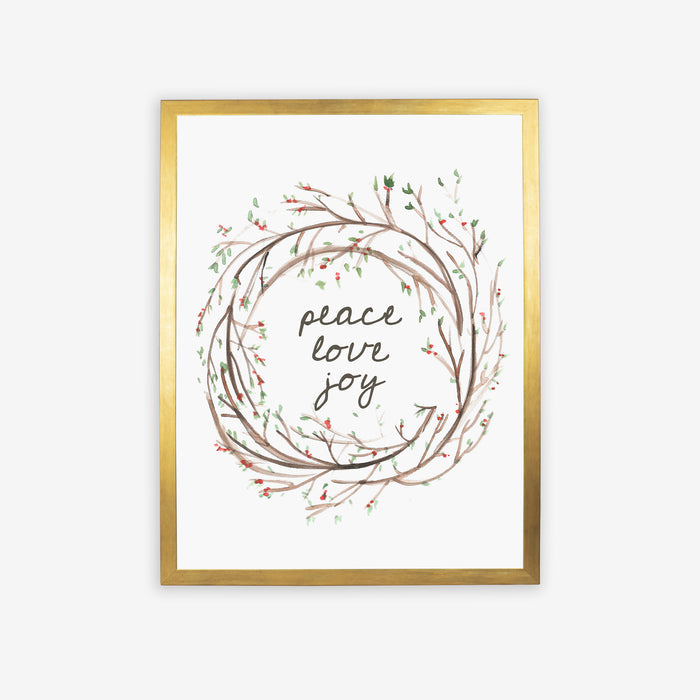 Peace Love Joy Wreath  - Art Print or Canvas - Jetty Home