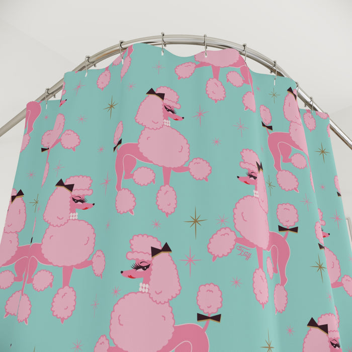 Penelope Pink Prancing Poodles • Shower Curtain