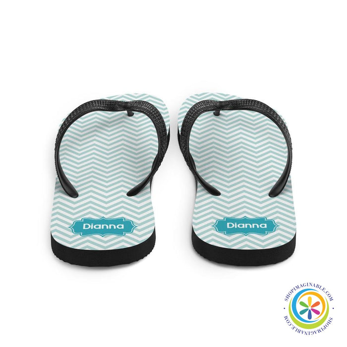 Personalized Aqua Chevron Flip-Flops-ShopImaginable.com