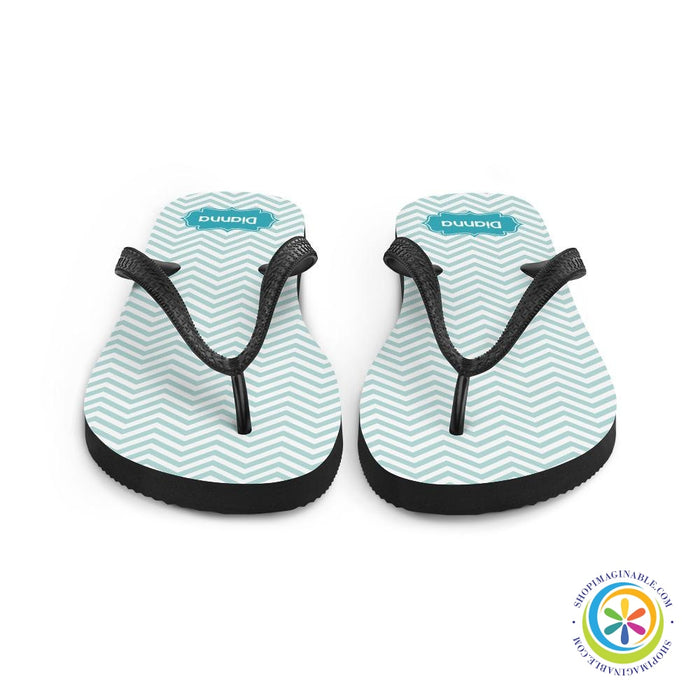 Personalized Aqua Chevron Flip-Flops-ShopImaginable.com