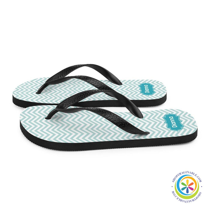 Personalized Aqua Chevron Flip-Flops-ShopImaginable.com