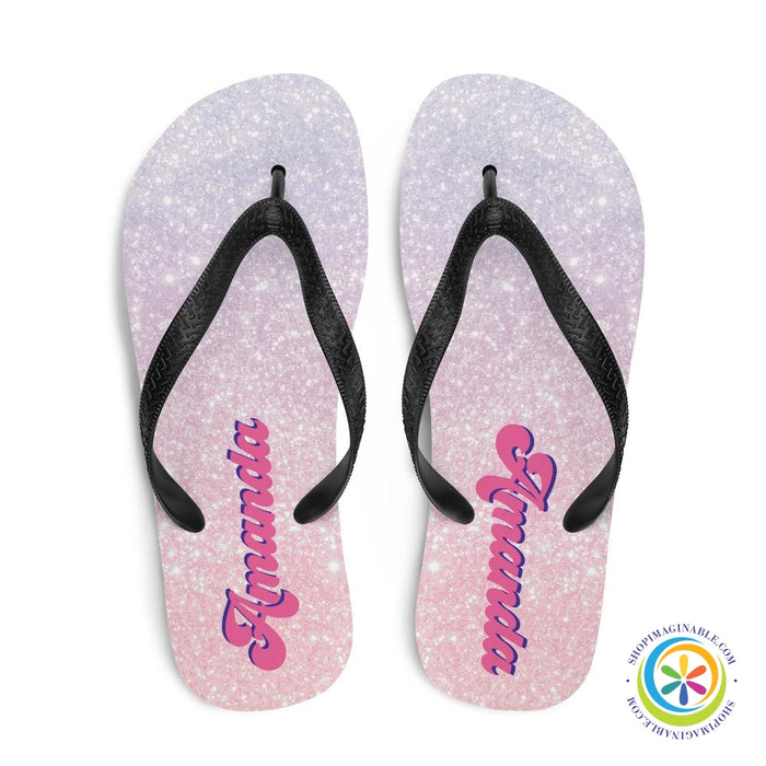 Personalized Glitter Print Flip-Flops-ShopImaginable.com