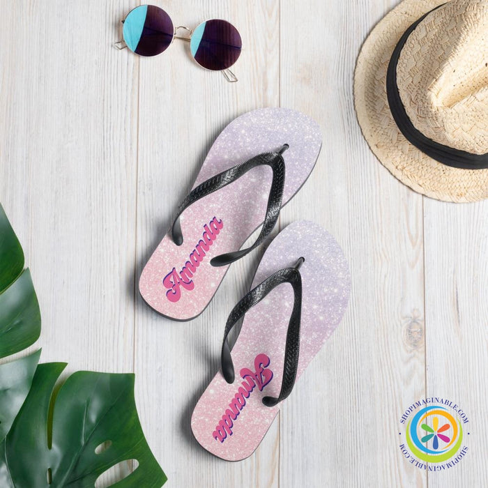 Personalized Glitter Print Flip-Flops-ShopImaginable.com