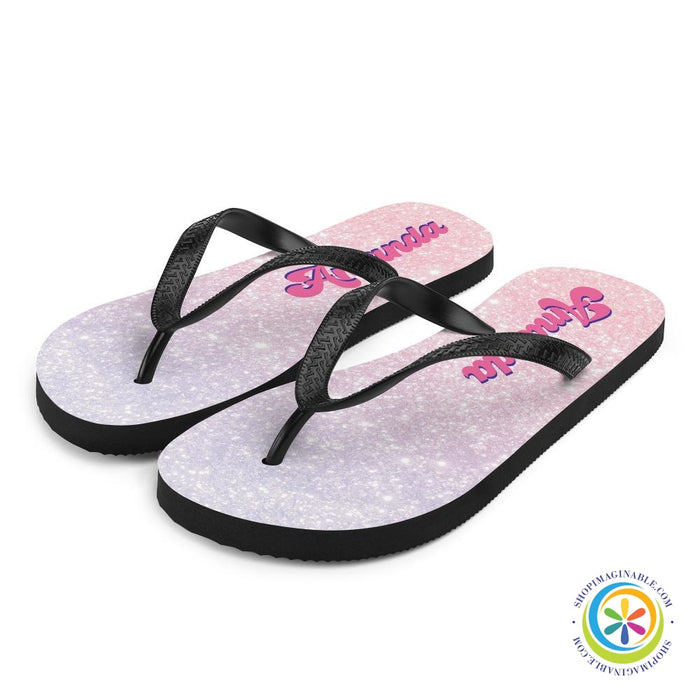 Personalized Glitter Print Flip-Flops-ShopImaginable.com