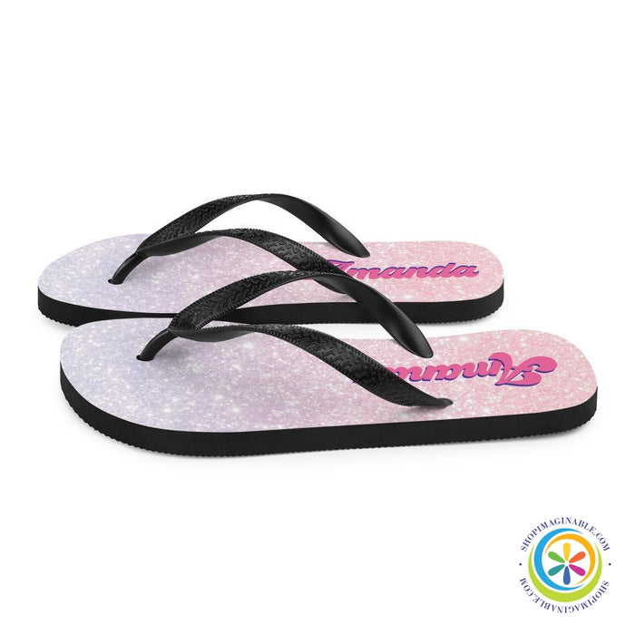 Personalized Glitter Print Flip-Flops-ShopImaginable.com