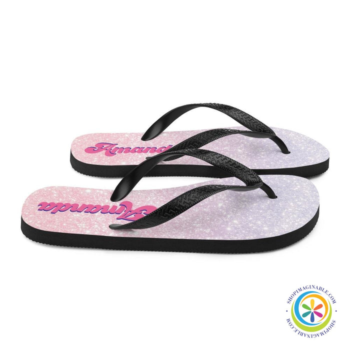 Personalized Glitter Print Flip-Flops-ShopImaginable.com