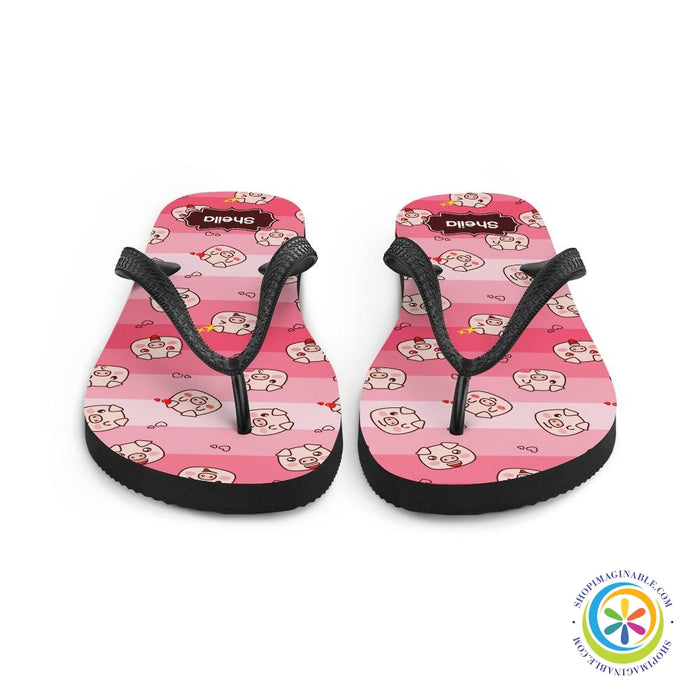 Personalized Piggy Cute Flip-Flops-ShopImaginable.com
