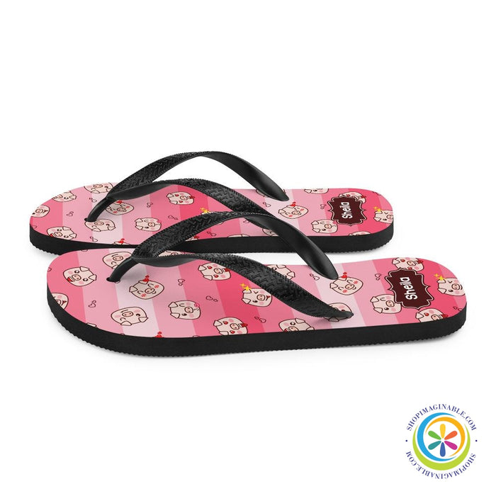 Personalized Piggy Cute Flip-Flops-ShopImaginable.com