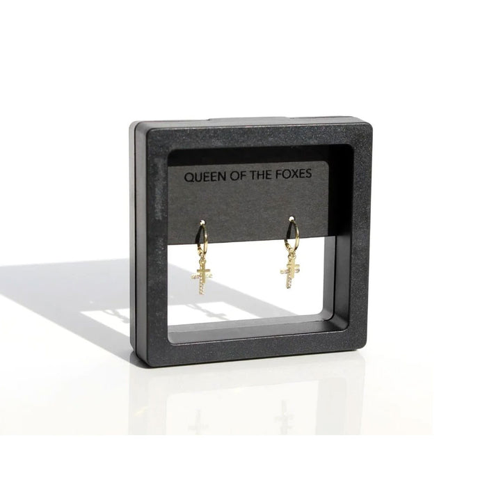 Queen Of The Foxes Petite Gold Double Cross Sleeper Earrings | Koop.co.nz