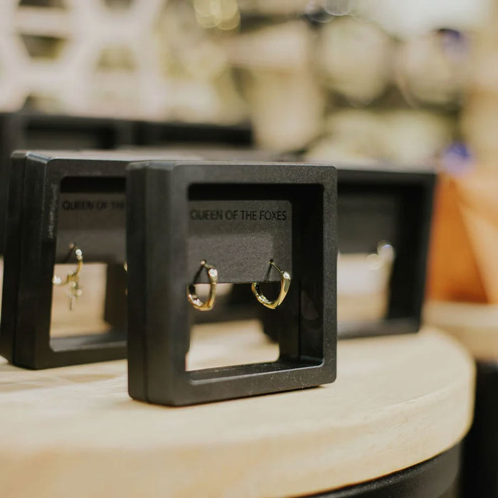 Queen Of The Foxes Petite Square Gold Sleeper Earrings | Koop.co.nz