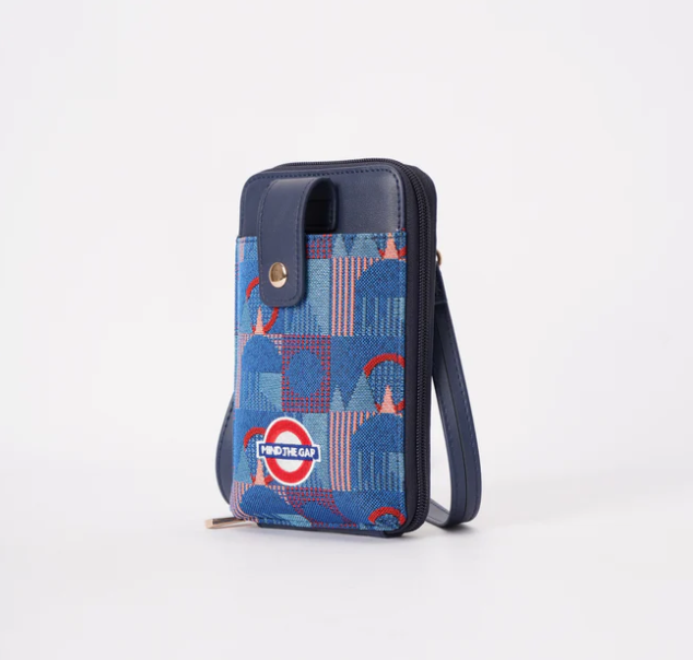 PHONE-TFL-PICCA-GAP | TfL Piccadilly Moquette Mind the Gap Smart Phone Crossbody Bag