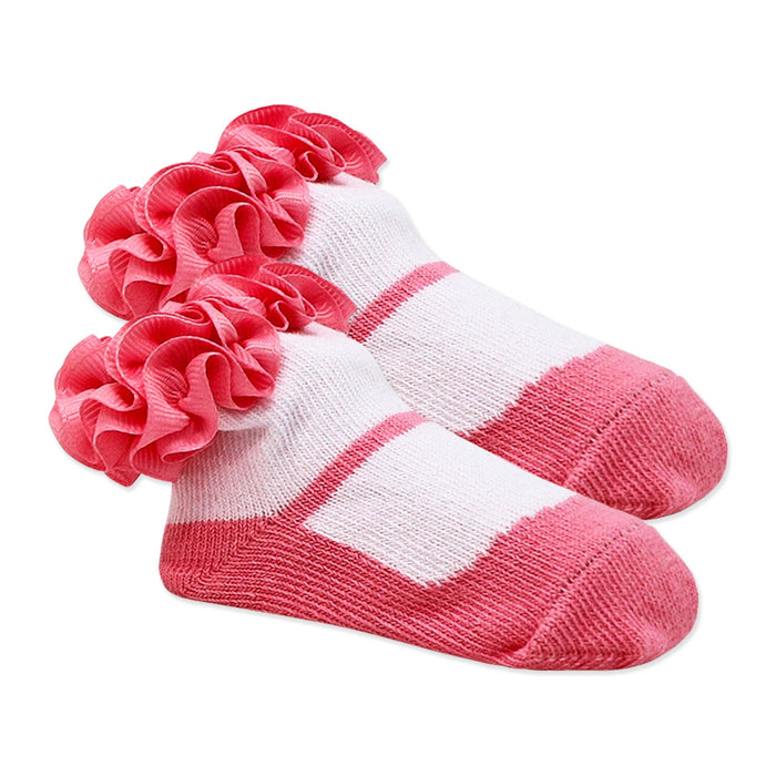 Pink Baby Grosgrain Ruffle Crew Socks 3 Pairs (0–6 Months)