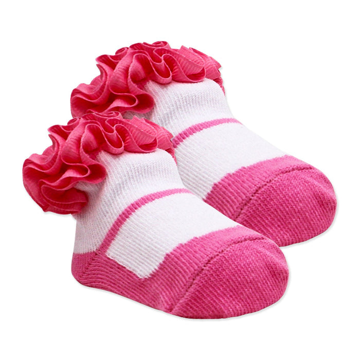 Pink Baby Grosgrain Ruffle Crew Socks 3 Pairs (0–6 Months)