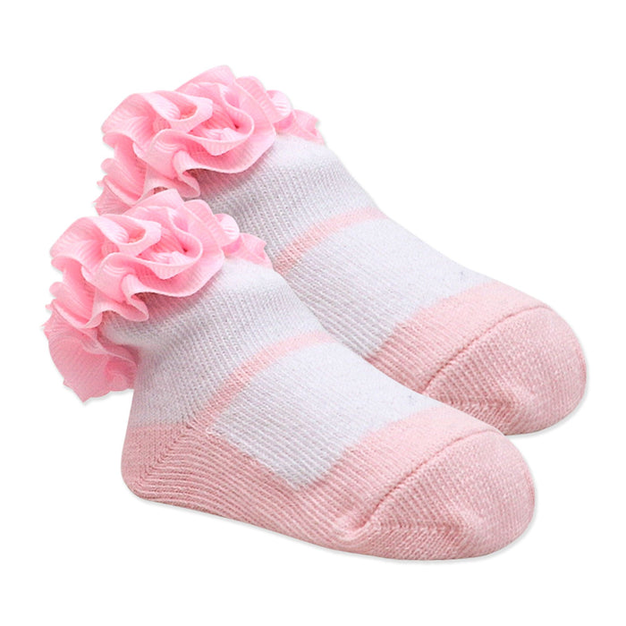 Pink Baby Grosgrain Ruffle Crew Socks 3 Pairs (0–6 Months)