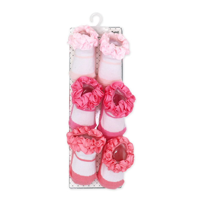 Pink Baby Grosgrain Ruffle Crew Socks 3 Pairs (0–6 Months)
