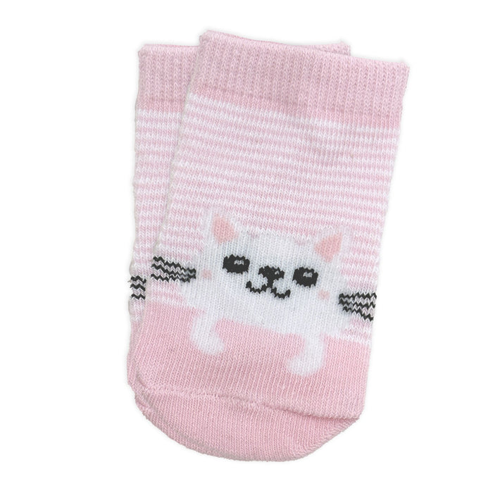 Pink Bunny & Cat Baby Socks 3-Pack (0–6 Months)