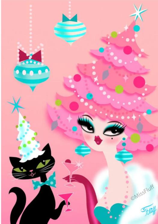Pink Christmas Tree Doo • Cards Set of 10