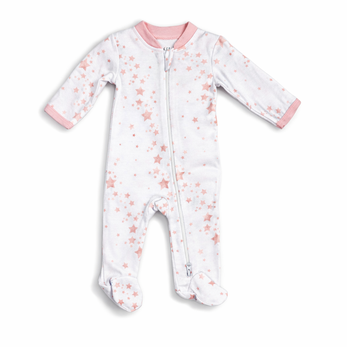 Pink Star Zip Baby Sleeper| One Piece – 100% Cotton