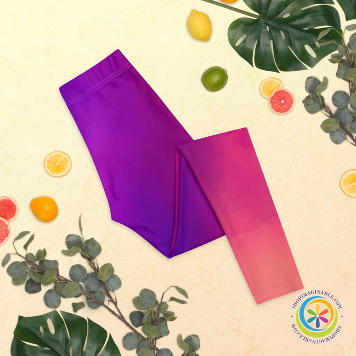 Playful Water Color Pinks & Purples Leggings-ShopImaginable.com