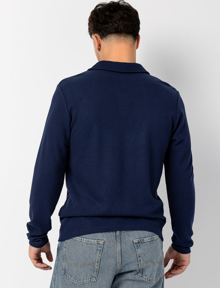 Polo brodé à manches longues pour homme