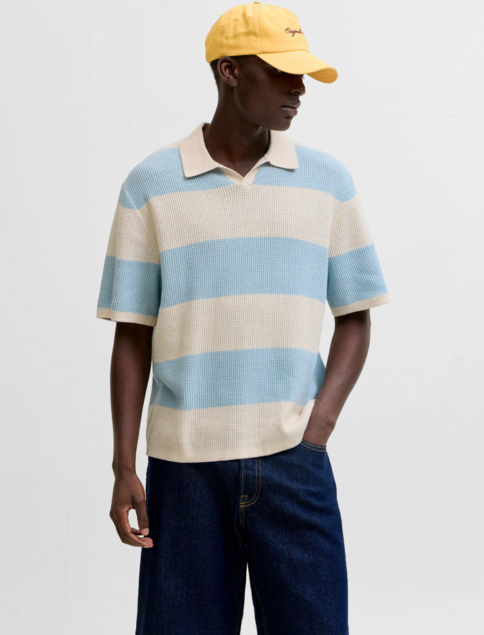Polo rayé en tricot pour homme