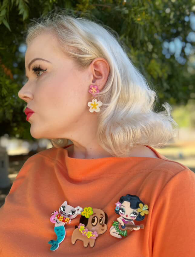 Polynesian Pup Mini Brooch by Miss Fluff x Lipstick & Chrome