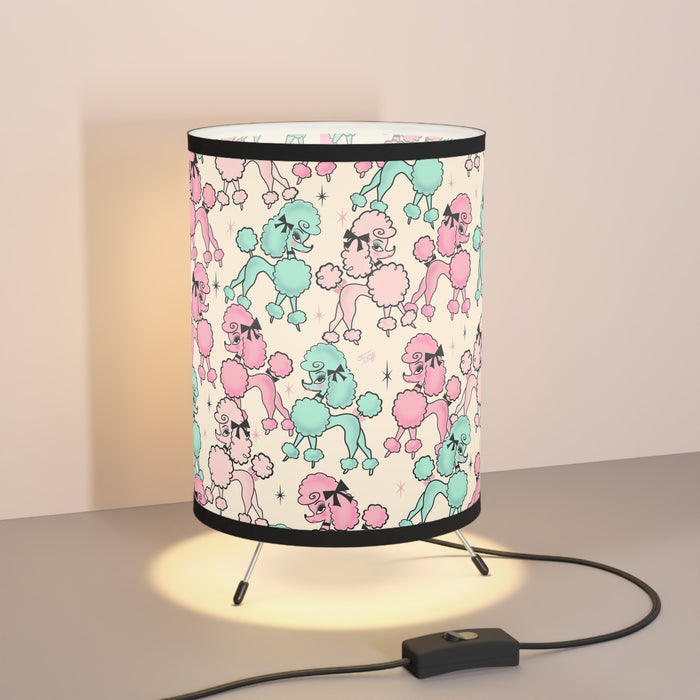 Poodlerama on Cream • Tripod Lamp