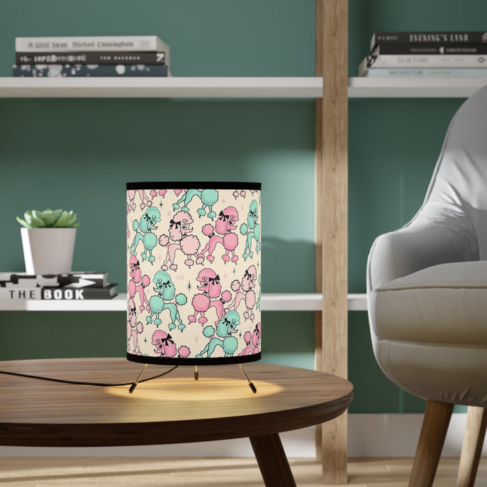 Poodlerama on Cream • Tripod Lamp