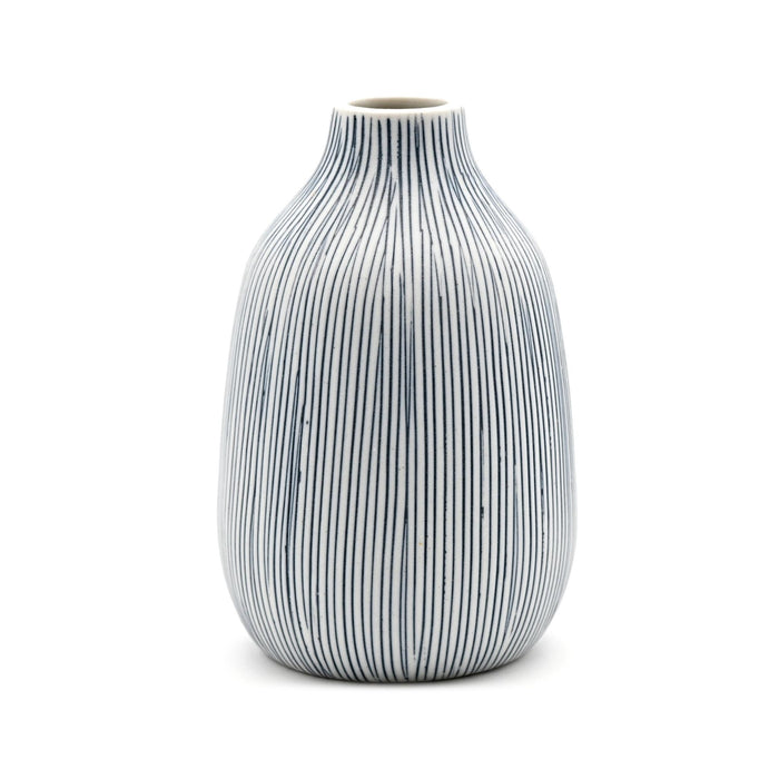 Porcelain Adam Vase - White with Blue Lines
