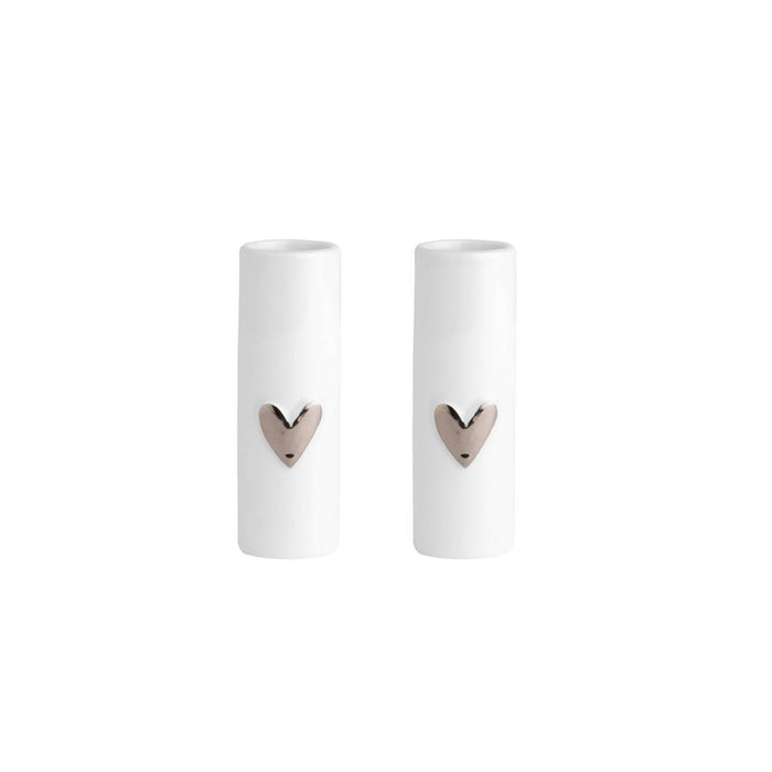 Rader Porcelain Mini Heart Vase Set/2 - Silver | Koop.co.nz
