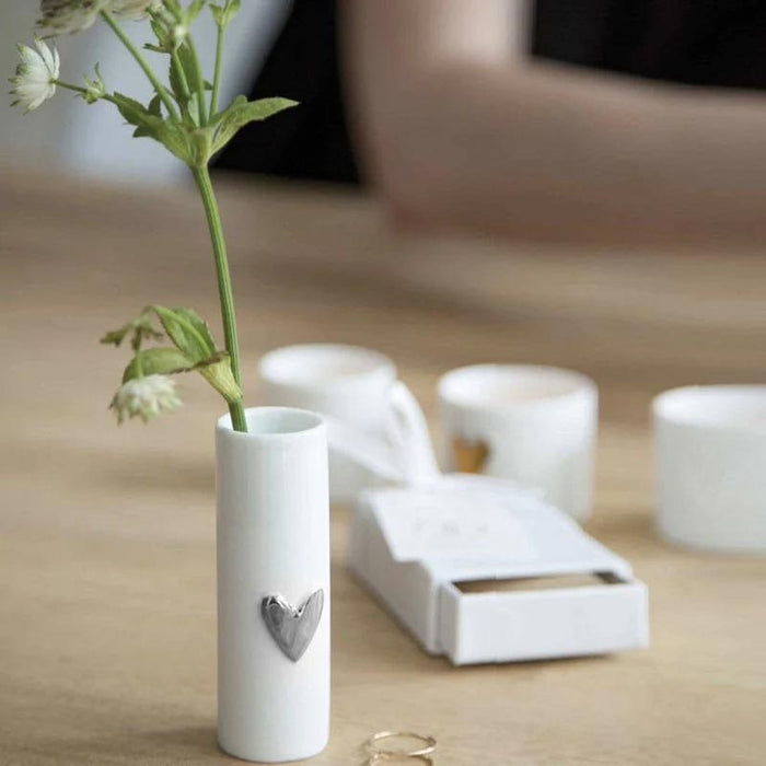 Rader Porcelain Mini Heart Vase Set/2 - Silver | Koop.co.nz