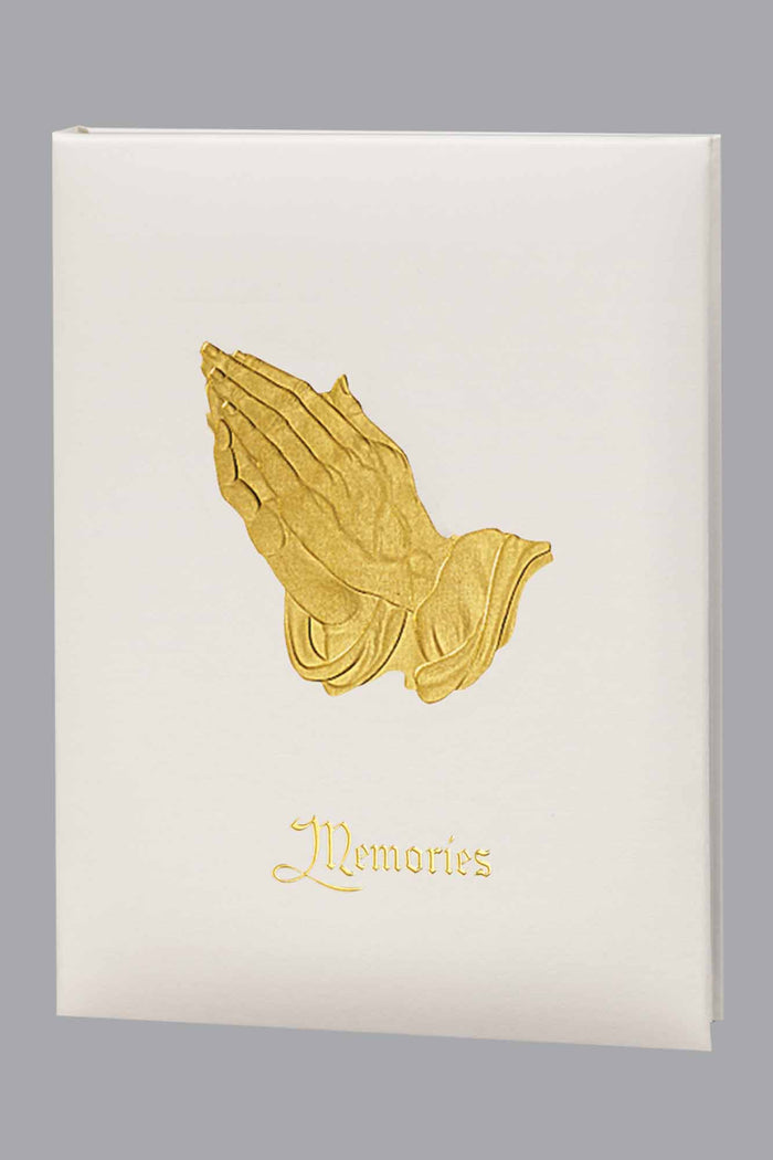 Praying Hands Funeral Guest Book - White - 6 Ring - ST492-BK