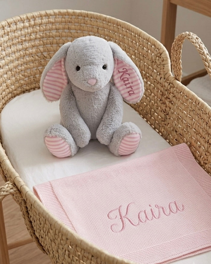 Pre-Order Personalised Bunny Best Friend Toy | Pink Stripes