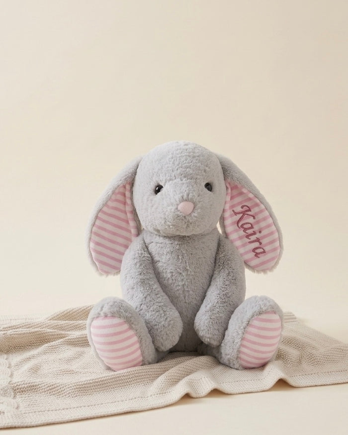 Pre-Order Personalised Bunny Best Friend Toy | Pink Stripes