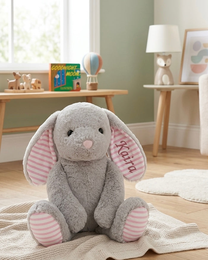 Pre-Order Personalised Bunny Best Friend Toy | Pink Stripes