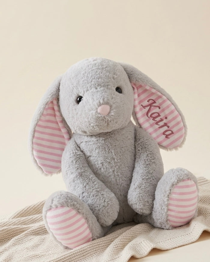 Pre-Order Personalised Bunny Best Friend Toy | Pink Stripes