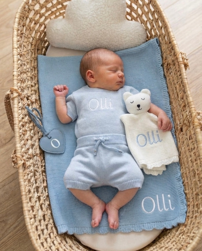 Premium Blanket Gift Hamper Personalised | Baby Blue (5 Pieces)