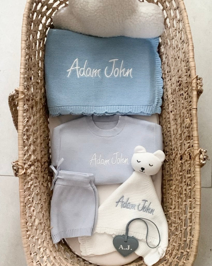 Premium Blanket Gift Hamper Personalised | Baby Blue (5 Pieces)