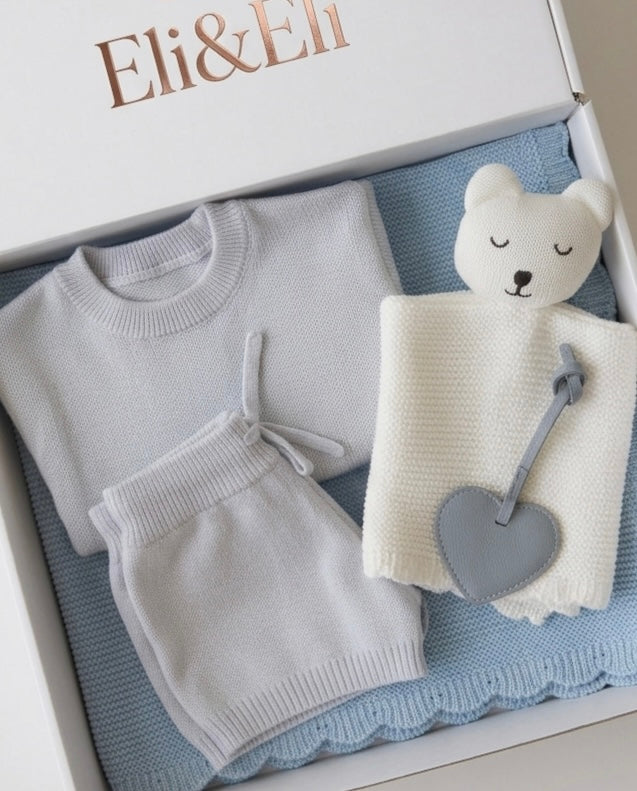 Premium Blanket Gift Hamper Personalised | Baby Blue (5 Pieces)
