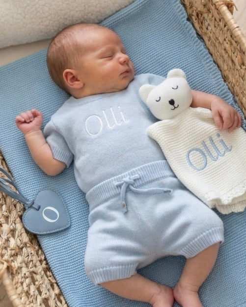Premium Blanket Gift Hamper Personalised | Baby Blue (5 Pieces)