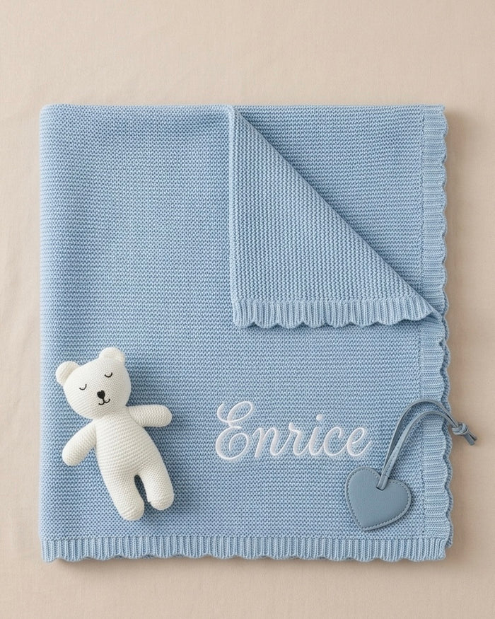 Premium Blanket Gift Hamper Personalised | Baby Blue (5 Pieces)