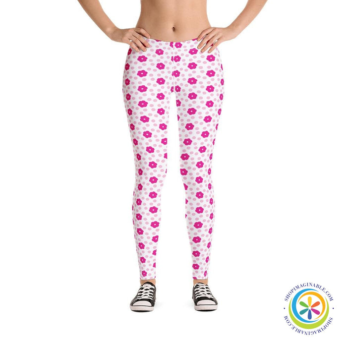 Pretty In Pink Flowers Leggings-ShopImaginable.com